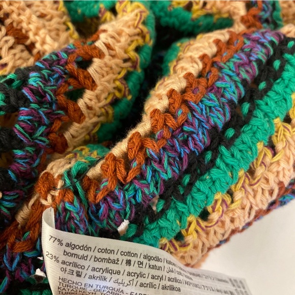 Zara || Striped Crochet Knit V-Neck Bloggers Favorite Dress Cotton Large - Picture 10 of 10